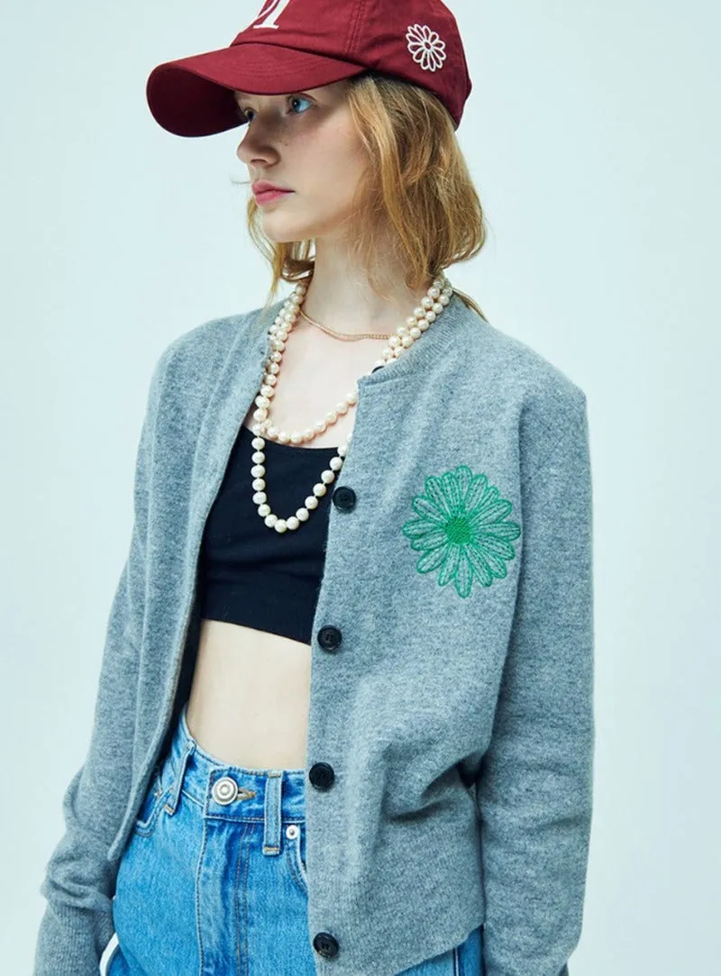 Durable Abrasion Resistant Mid Length Design CASHMERE BLENDED CARDIGAN ROUND NECK_GREY GREEN