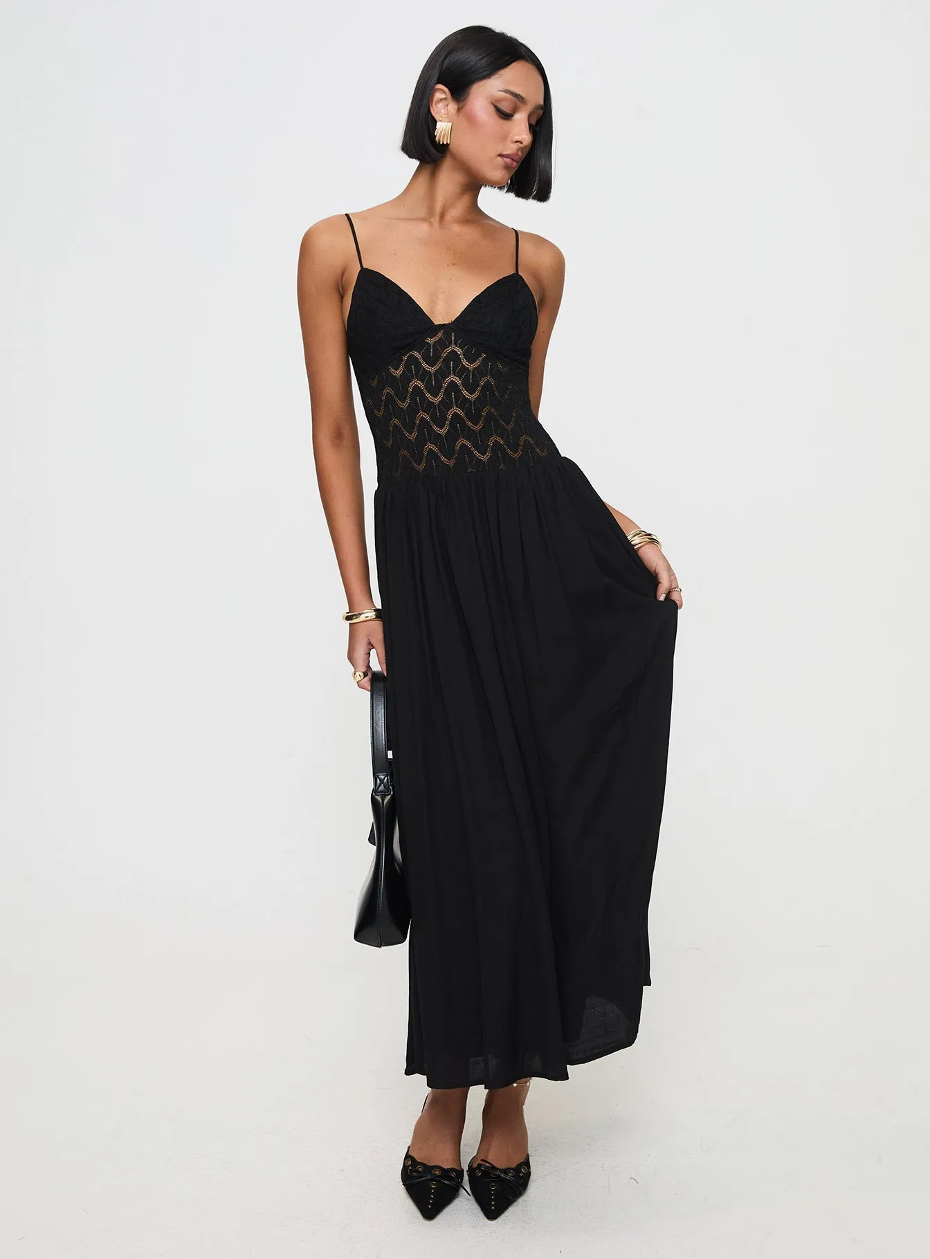 Smart Waist Design Versatile Layers Speak Now Maxi Dress Black