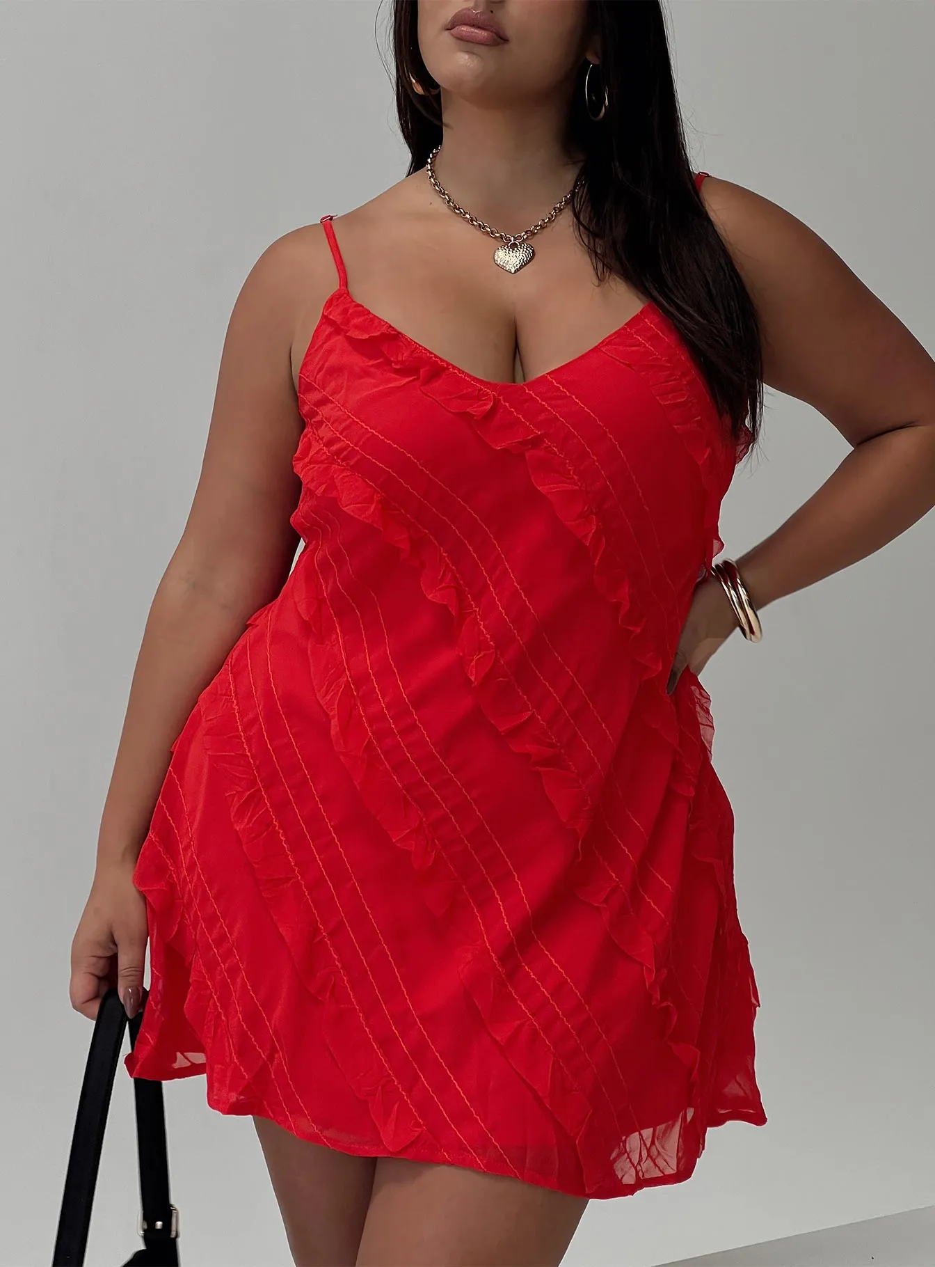 Lars Mini Dress Red Curve Pure Shape Texture Softness