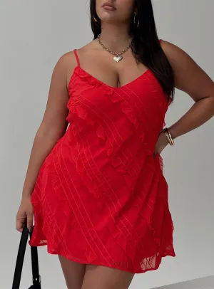 Lars Mini Dress Red Curve Pure Shape Texture Softness