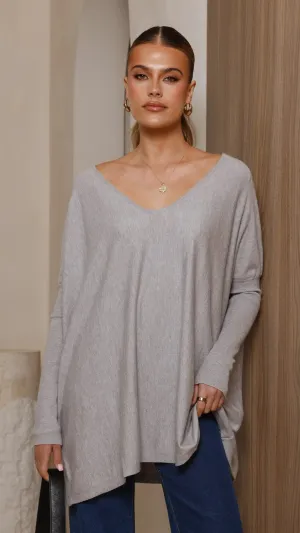 Amalia Knit Top - Grey Seam Free