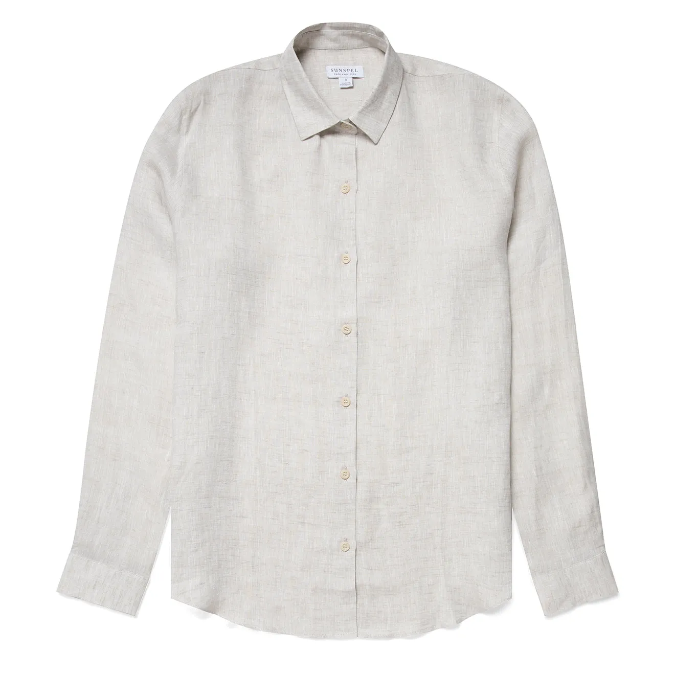 Outdoor Shirt Sunspel Womens L/S Shirt Oatmeal Melange Linen
