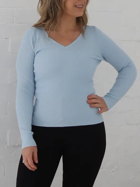 Dawson Knit Top - Powder Blue Layered Look Wear