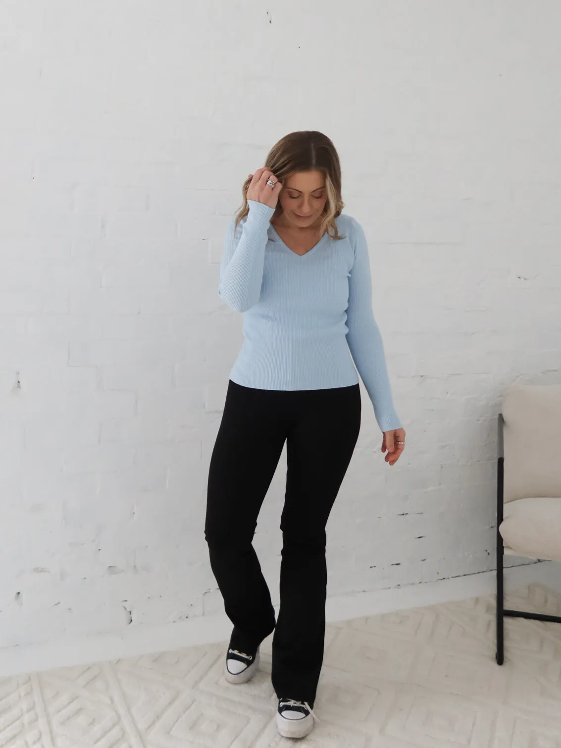 Casual Vibe Wear Sport Flex Fit Dawson Knit Top - Powder Blue