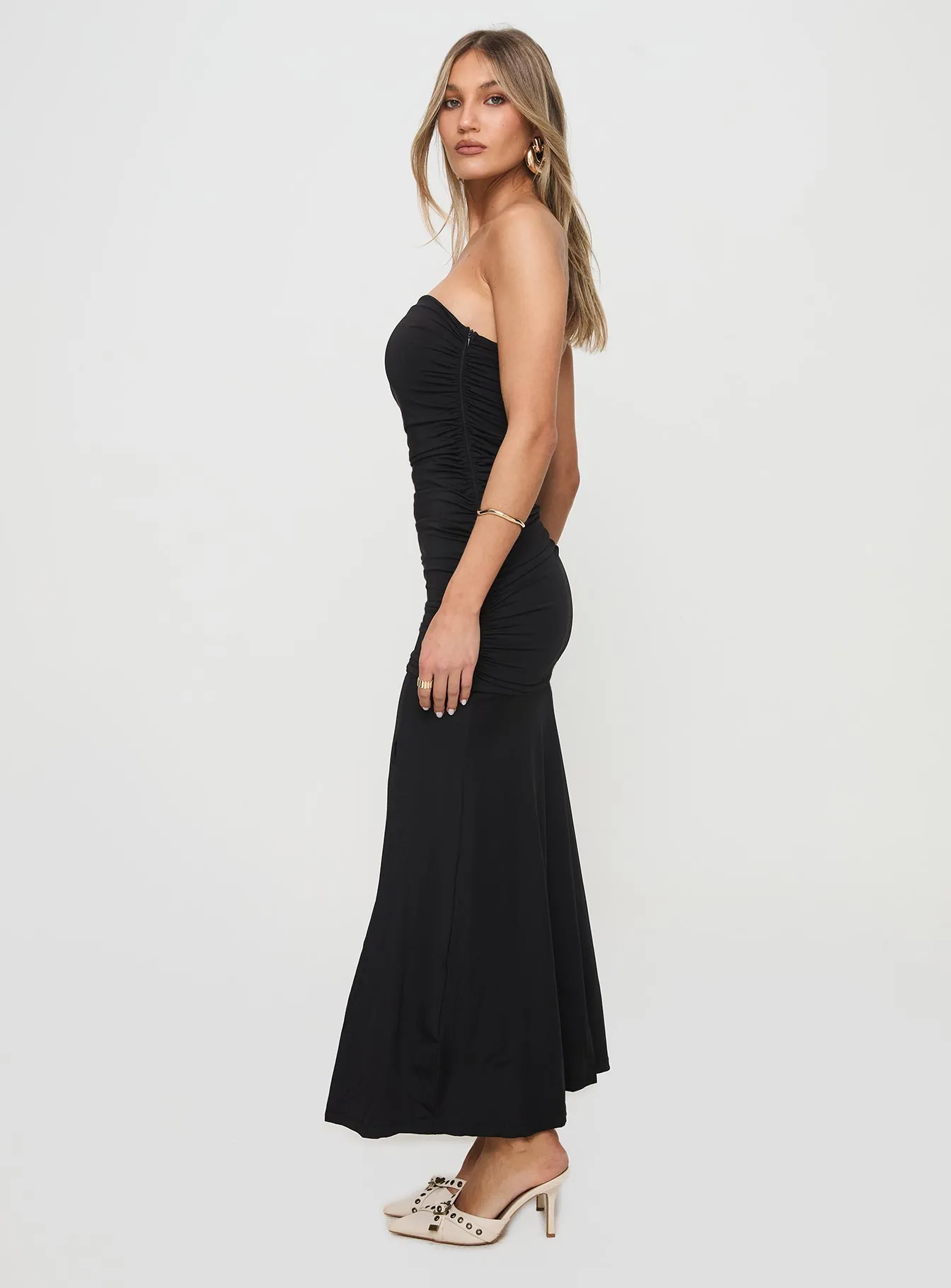 Button Chic Caymus Strapless Maxi Dress Black