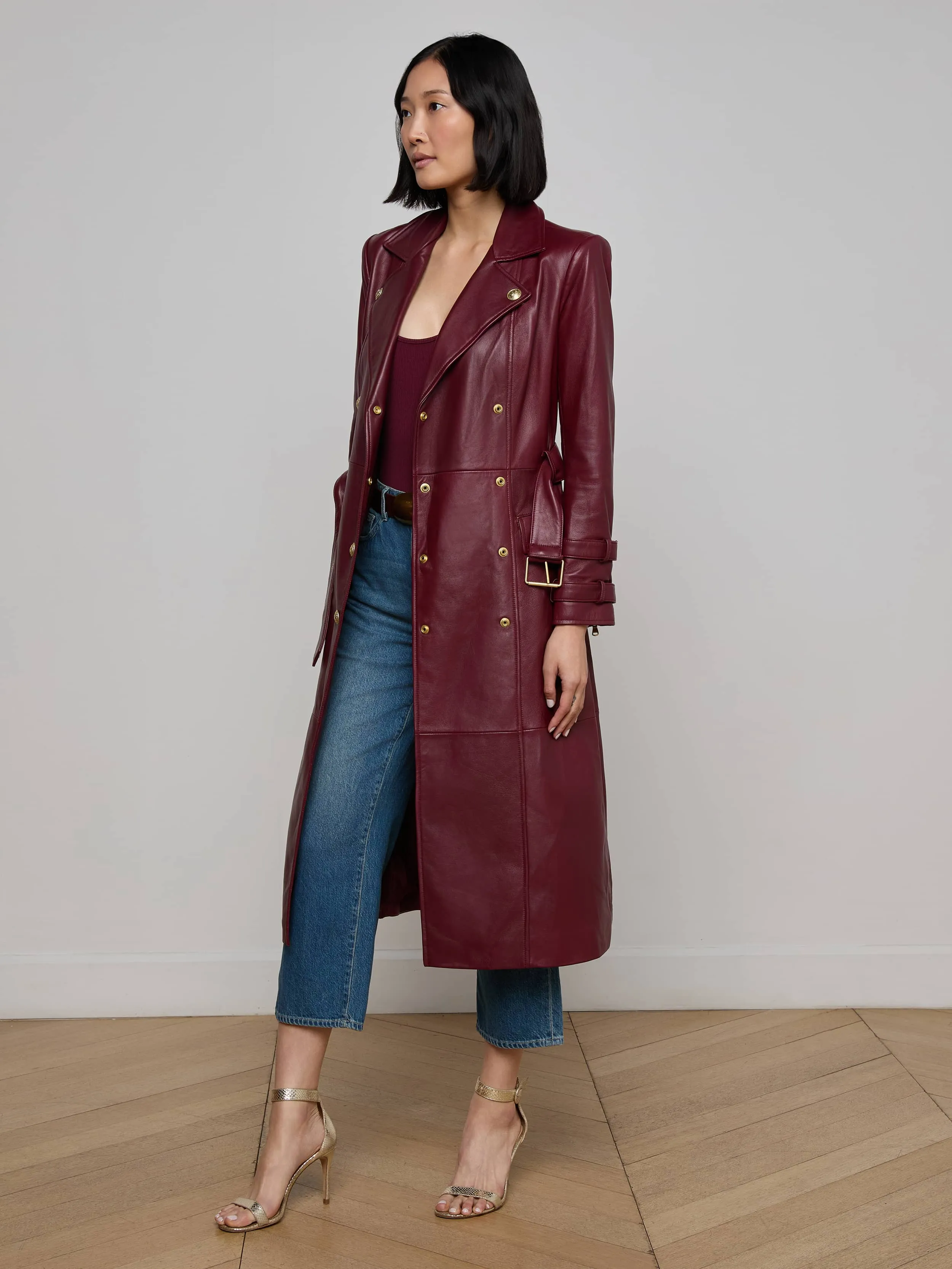 Celina Leather Trench Coat Eco Friendly Textile
