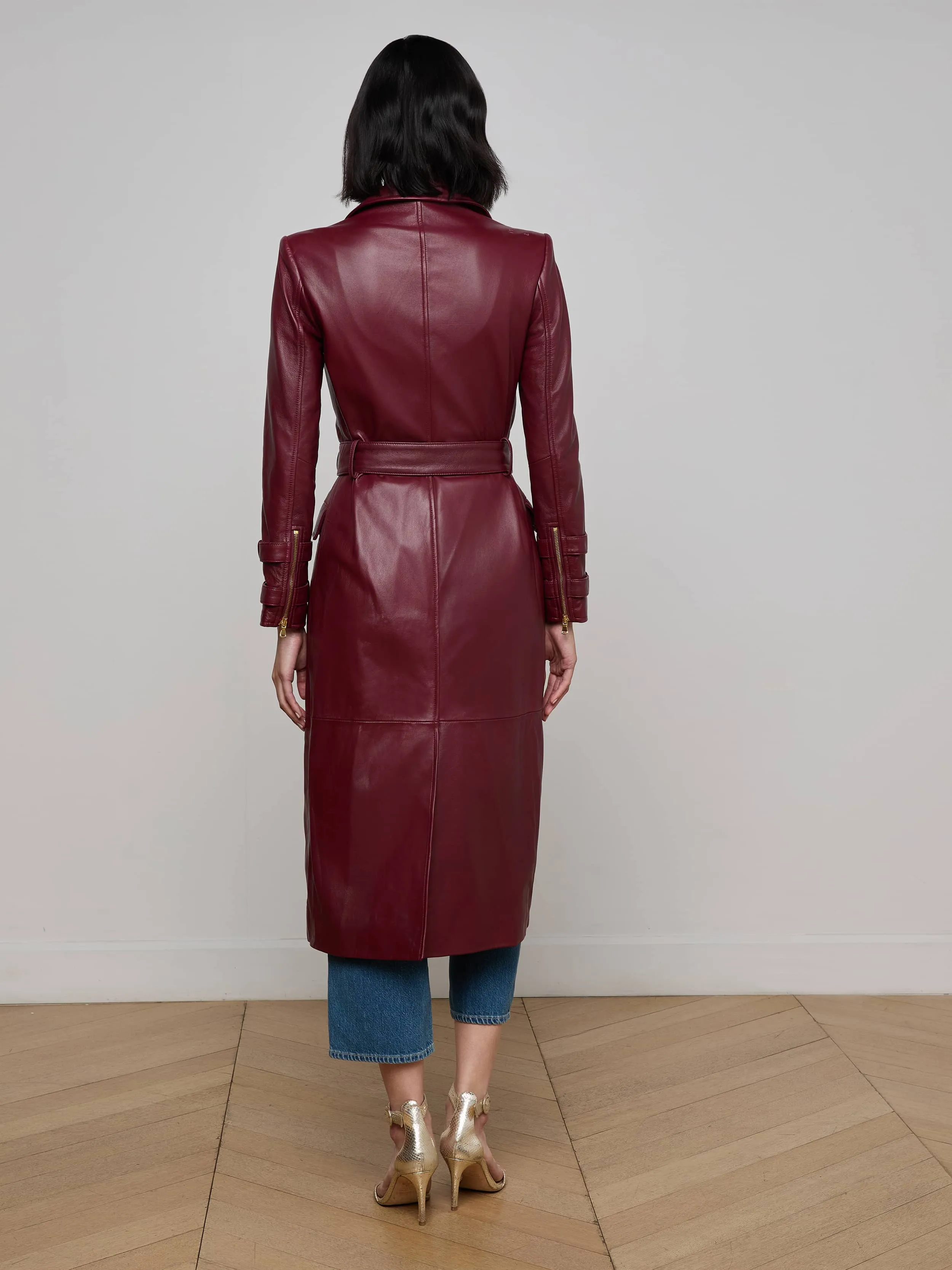 Celina Leather Trench Coat Weatherproof Seams