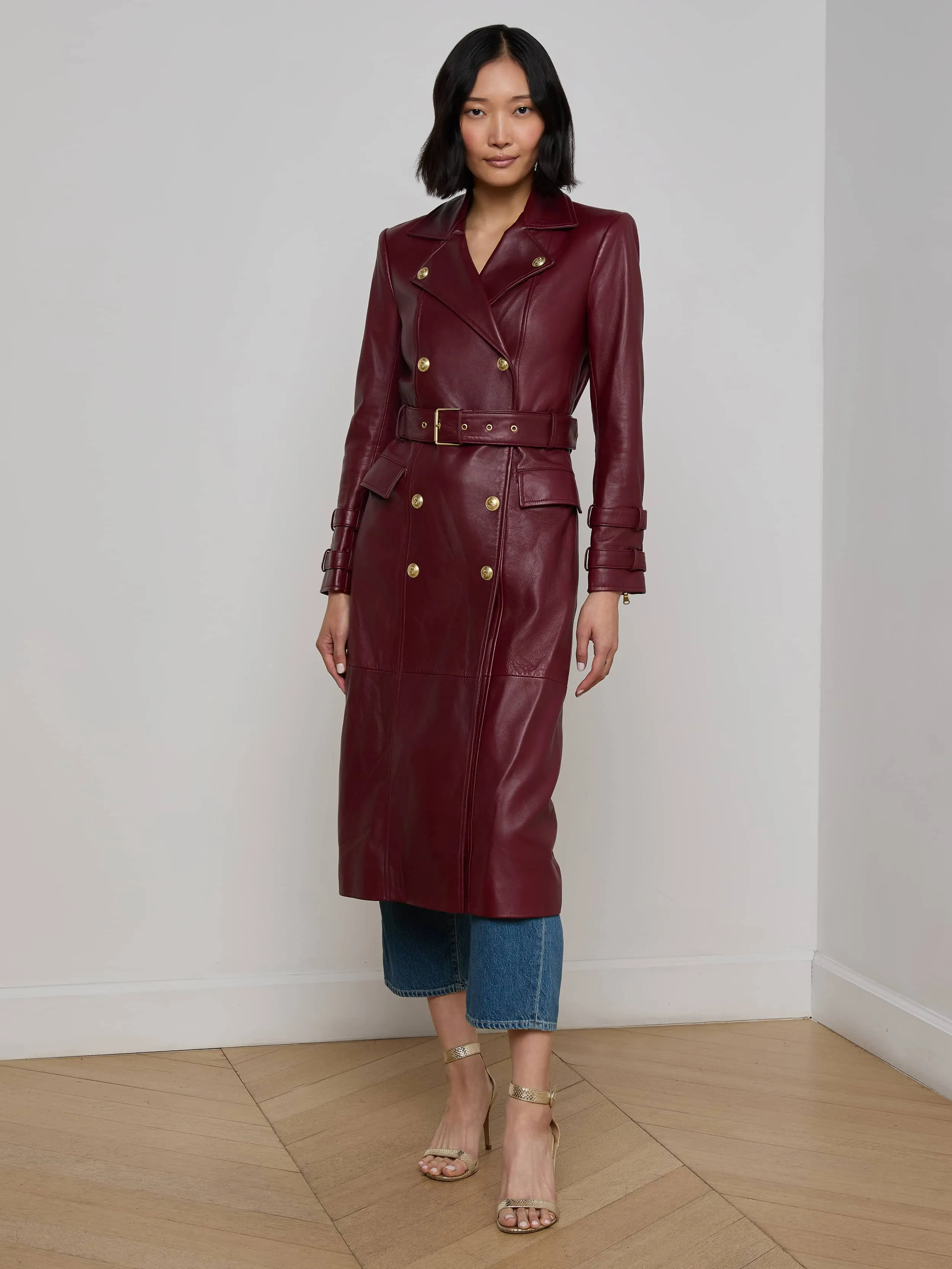 Snag Free Zipper Technology Celina Leather Trench Coat