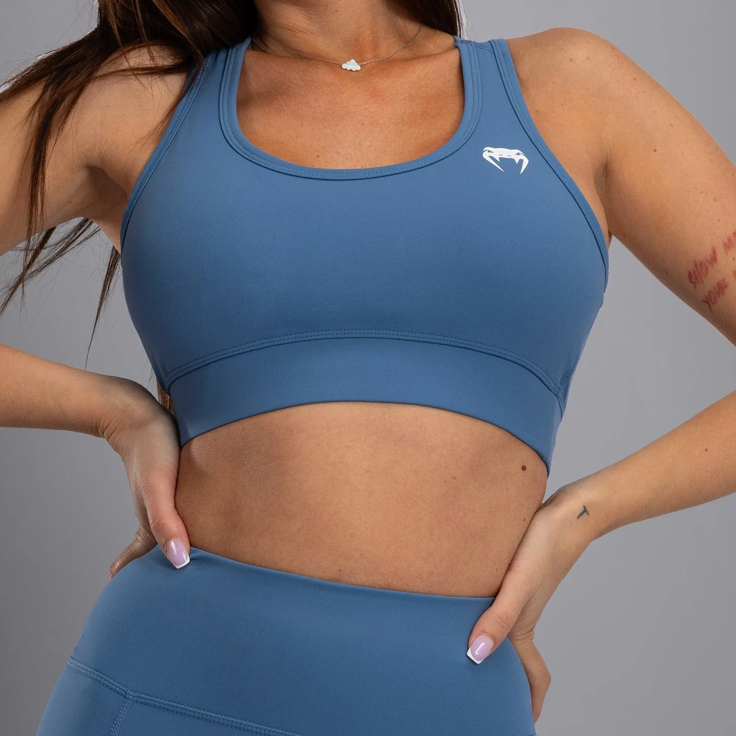 Water-resistant Neutral Venum Essential Women's Medium Impact Sports Bra - Storm Blue