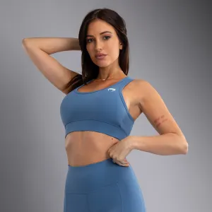 Venum Essential Women's Medium Impact Sports Bra - Storm Blue Sleeveless seams Oversized Fit