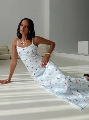 Charcuterie Maxi Dress Blue Flow Sleeve