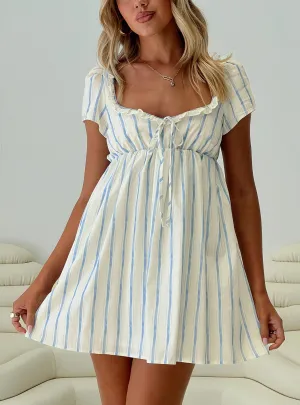 Monsterrat Mini Dress Blue Stripe Bright Bloom