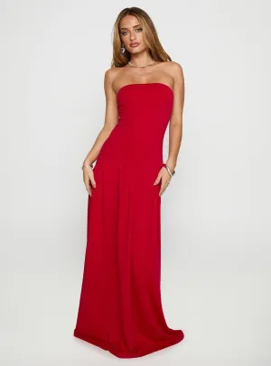 Move Me Strapless Maxi Dress Red Lounge Texture