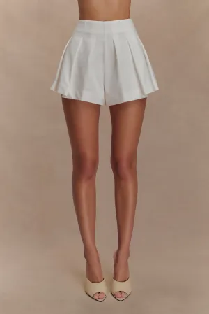 Vegan Leather Issy Cotton Shorts - White