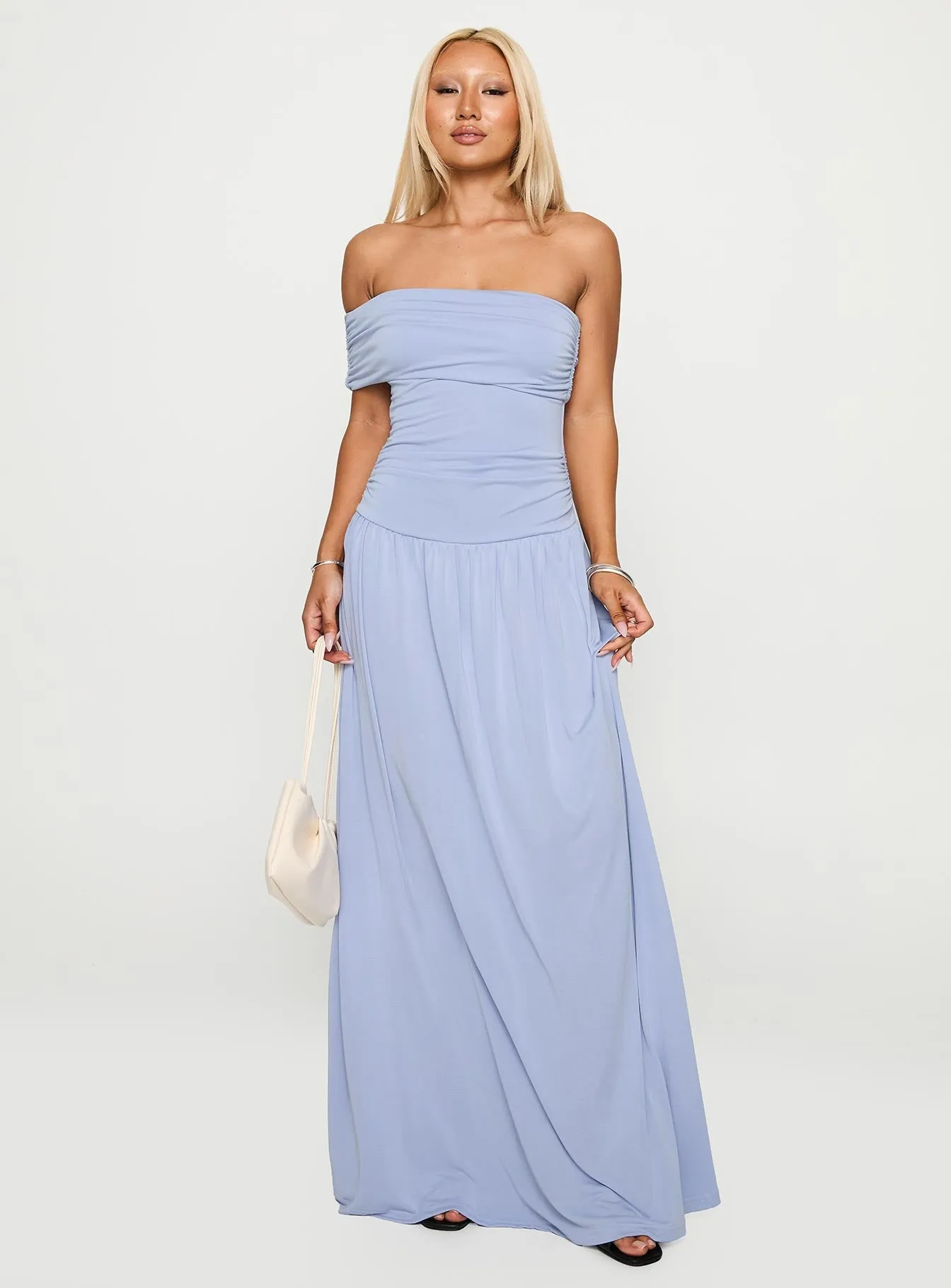Decadence Strapless Maxi Dress Lilac Cool Movement Edge Detail