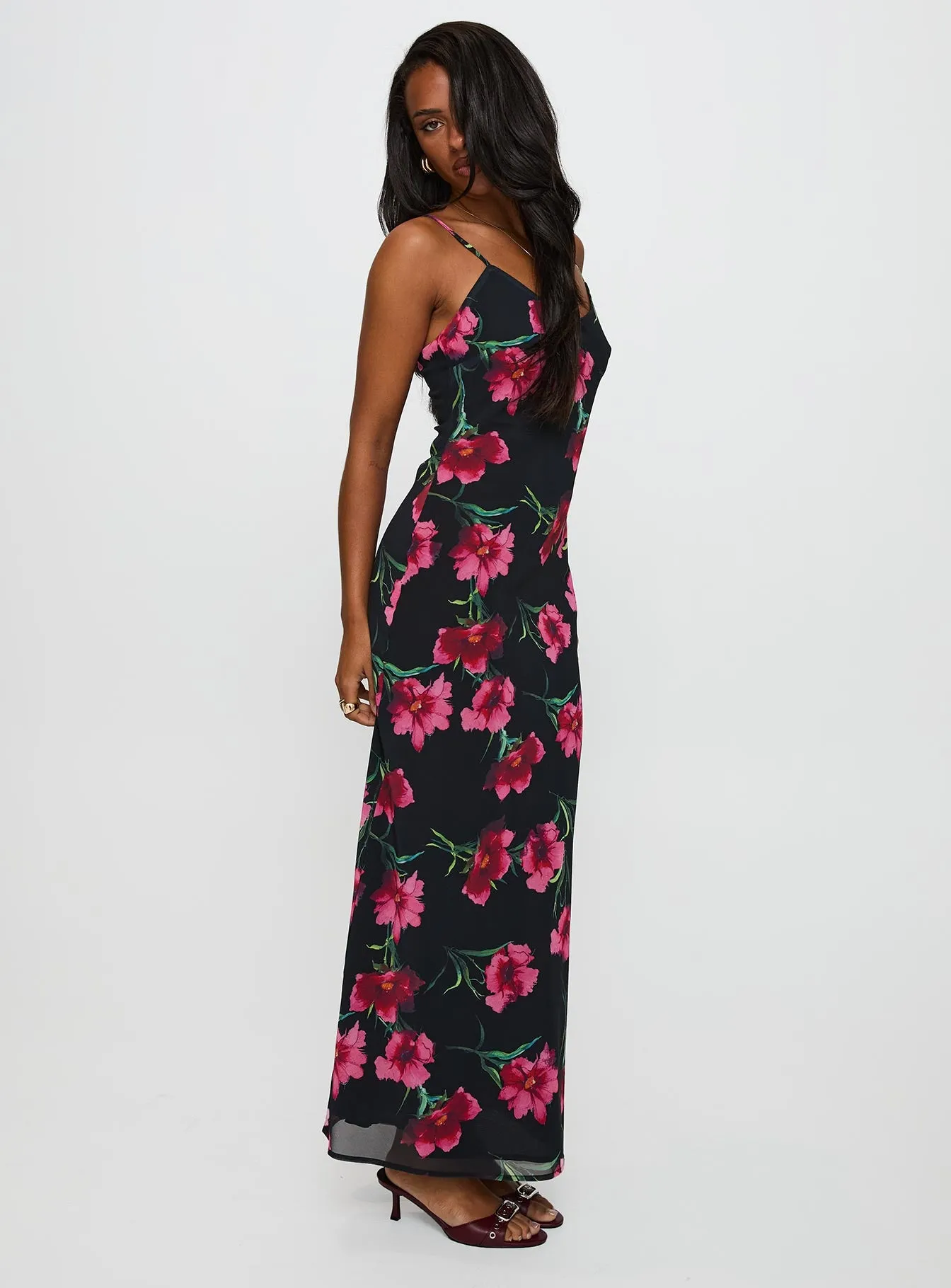 Smart Design Shine Dressy Emorie Bias Cut Maxi Dress Multi Floral