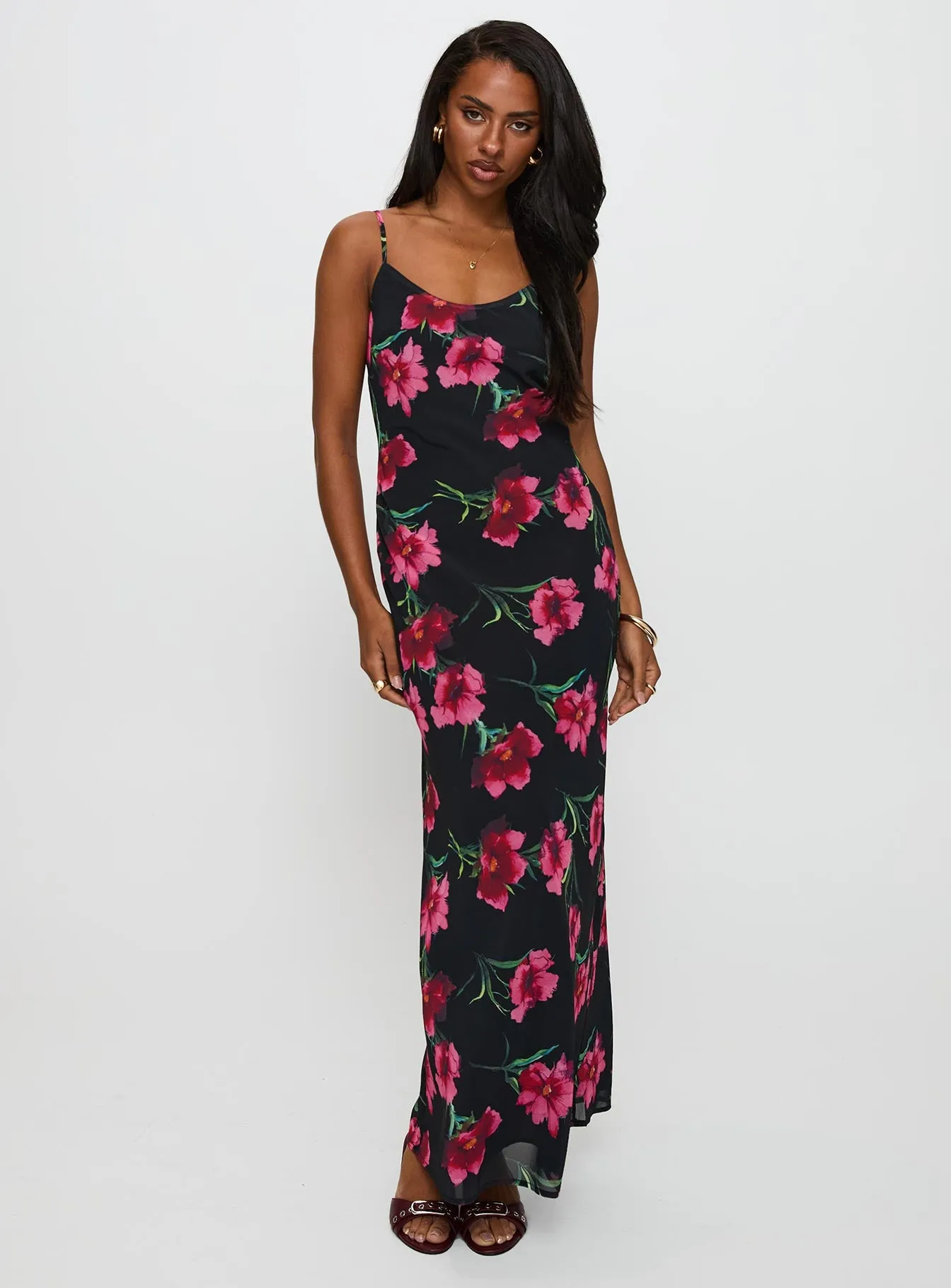 Dreamy Drape Casual Comfort Wear Emorie Bias Cut Maxi Dress Multi Floral