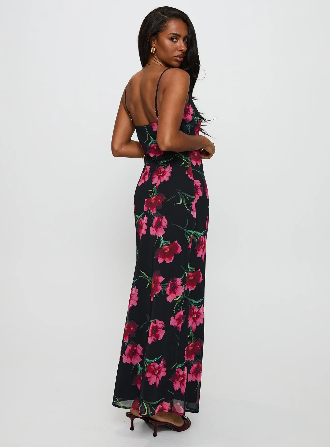 Emorie Bias Cut Maxi Dress Multi Floral Cool Texture