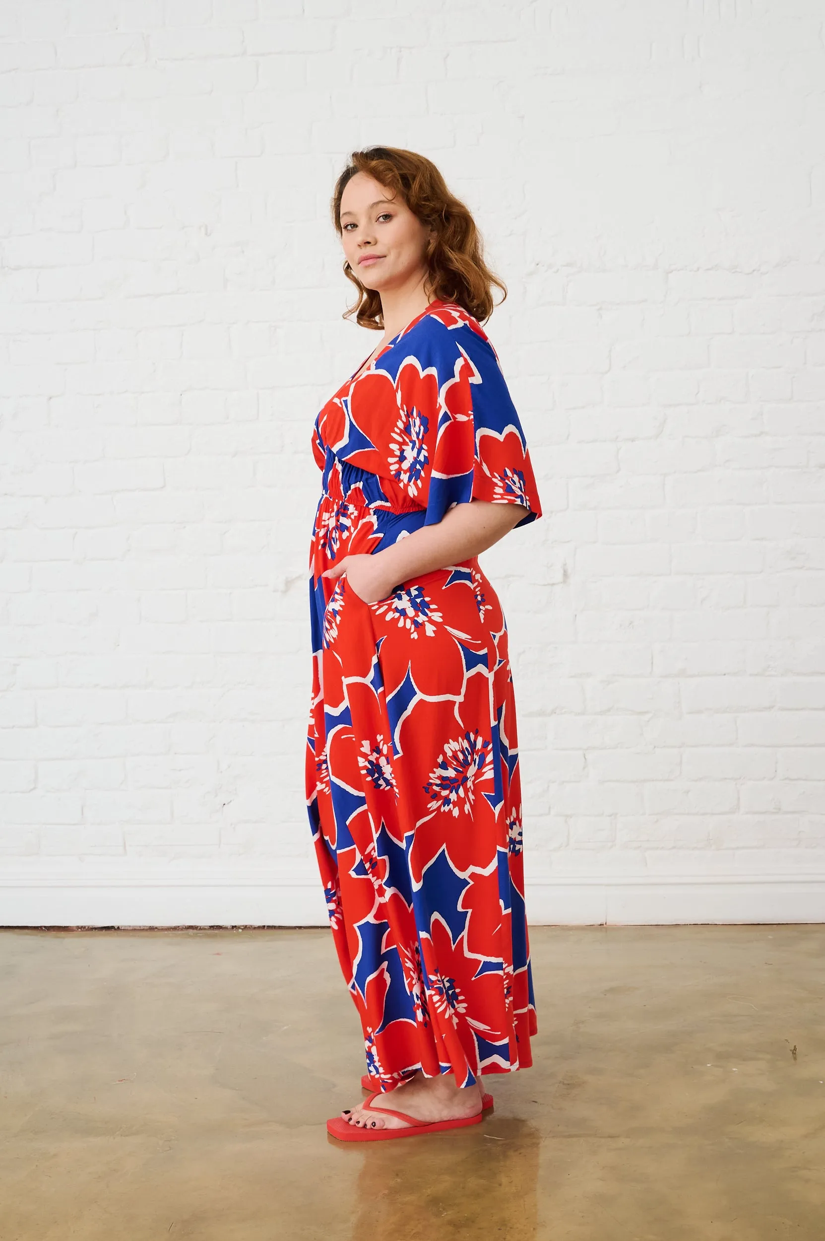 Timeless Line Graphic Bloom Maxi Kaftan Dress
