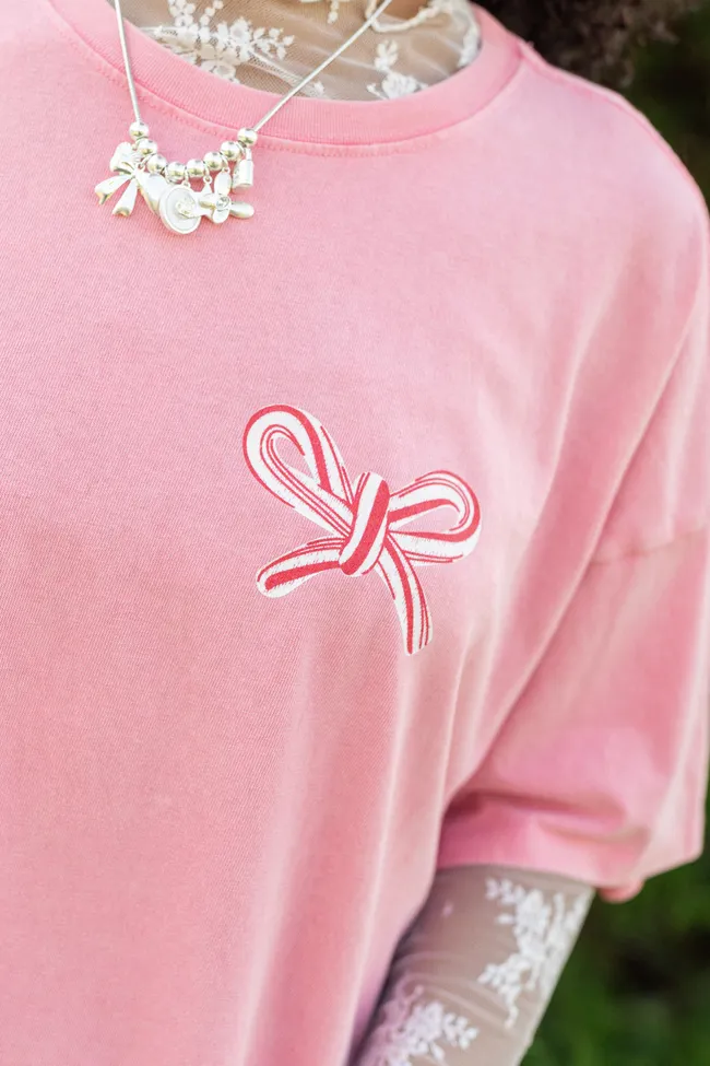 Christmas Loving Gal Pink Oversized Graphic Tee Fresh Comfort Style Relaxed Vibes