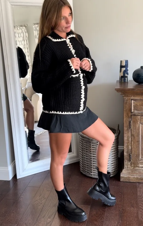 Fresh Style Chunky Crop Shaker Stitch Cardigan