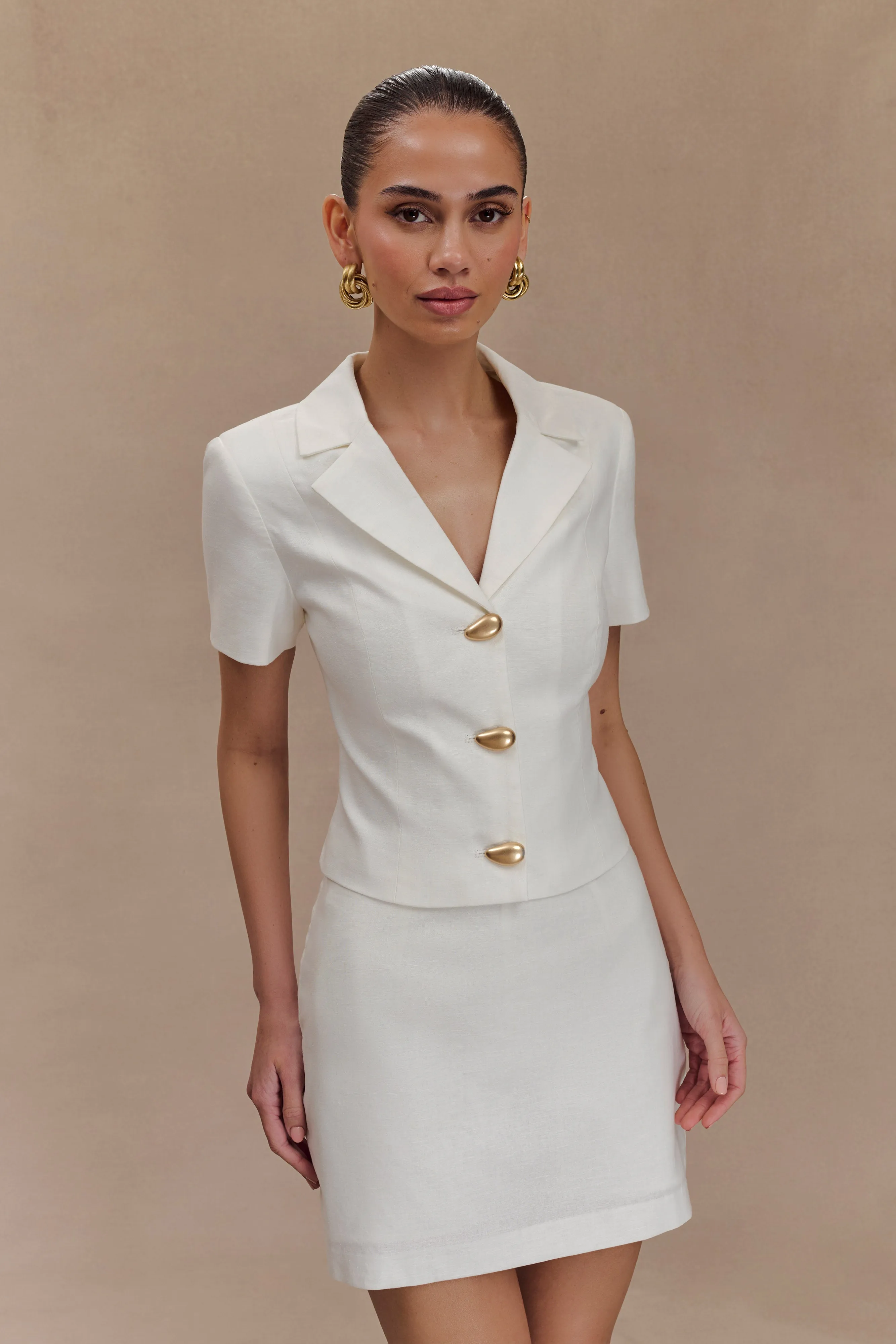 Minimalist Style Ciara Linen Mini Skort - White