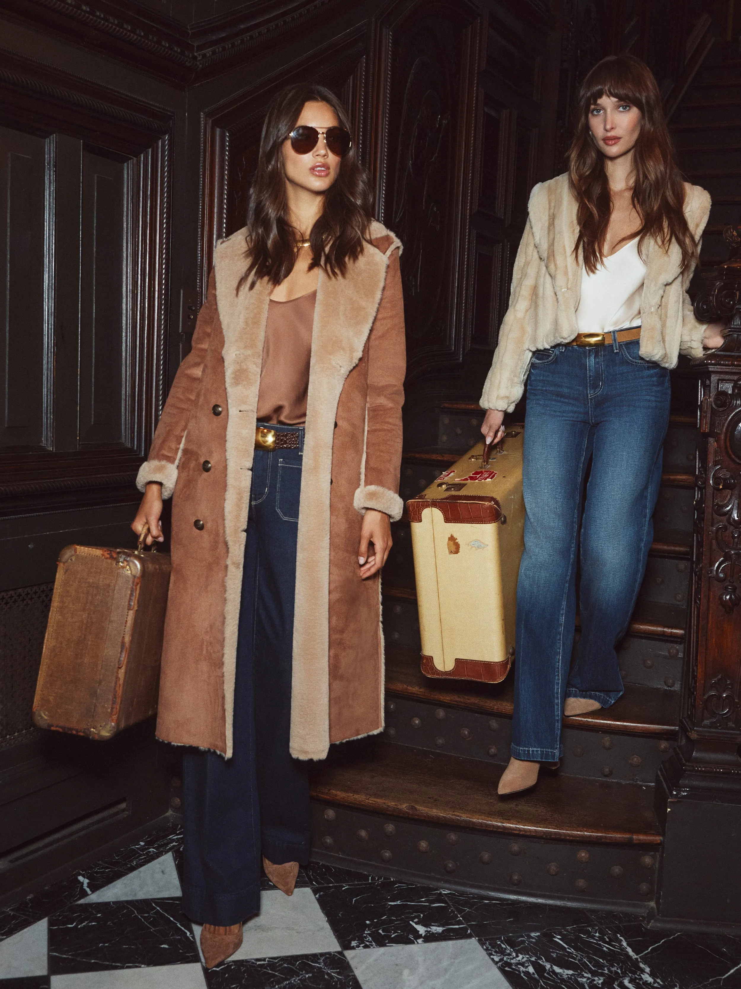 Compact Travel Friendly Citron Faux Fur Maxi Coat