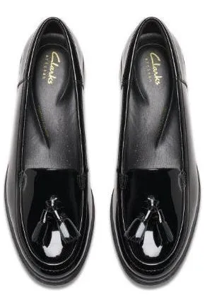 Deep Shade Clark Havisham Edge black patent wide fit