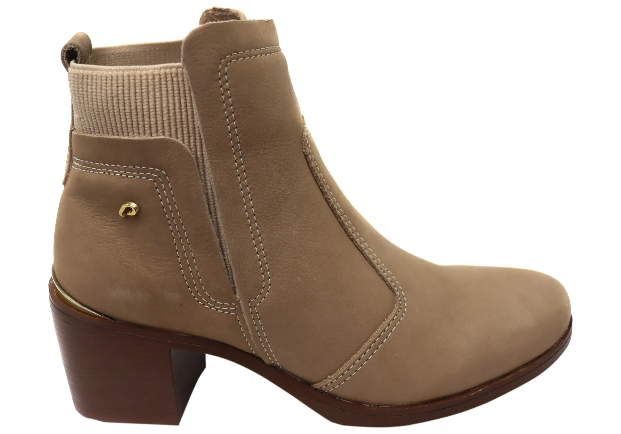 Pegada Lane Womens Mid Heel Leather Ankle Boots Made In Brazil Slip-On Style Durable Shell Rainy Day Commuter