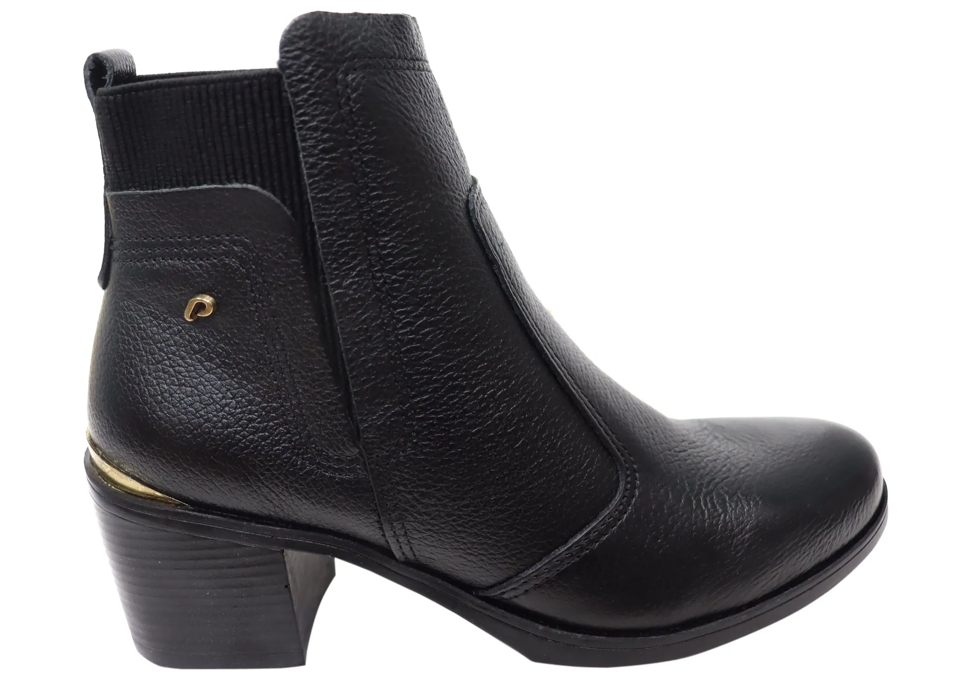 Pegada Lane Womens Mid Heel Leather Ankle Boots Made In Brazil Impact Dispersing Sole Impact Diffusion Layer