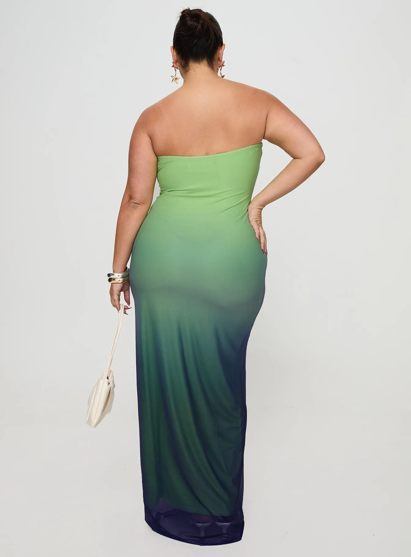 Stolen Love Strapless Maxi Dress Blue / Green Ombre Curve Chic casual Stylish Appeal