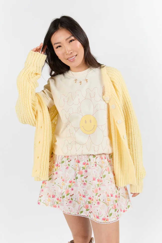 Retro Mama Daisy Ivory Graphic Tee Comfy Waistband All-day Comfort