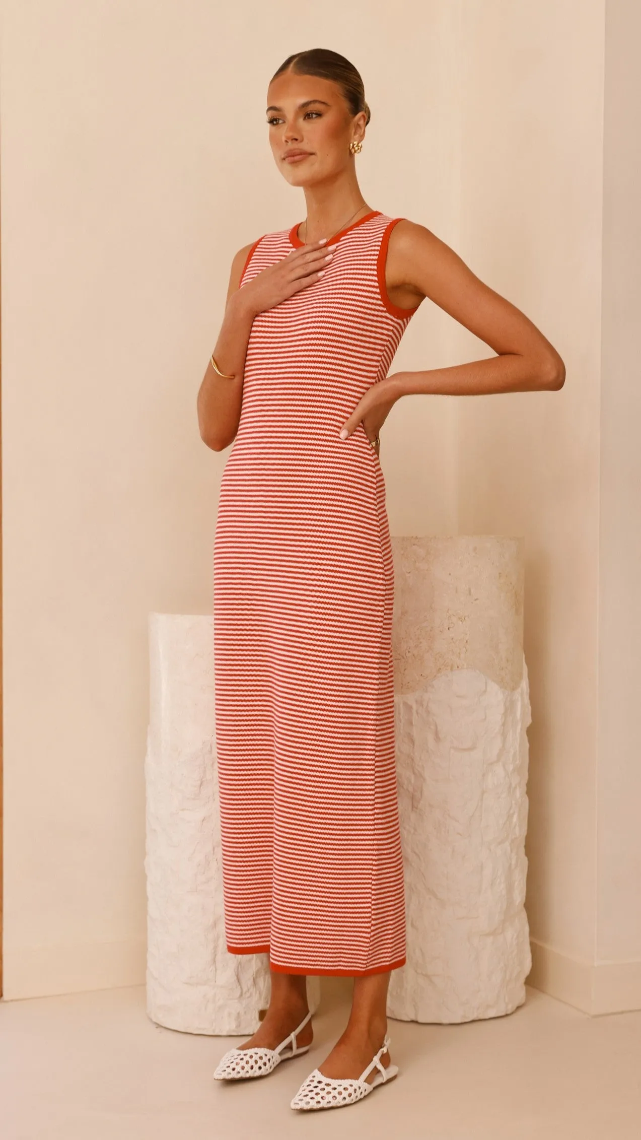 Tagless Design Leilah Maxi Dress - Red Stripe