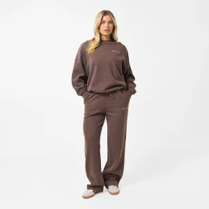 Casual Polo Wind Block Soft Knit Crewneck Tracksuit | Coffee