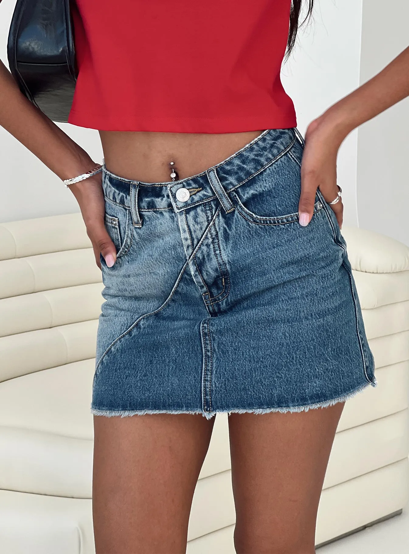 Limited Edition Jellicoe Spliced Denim Skirt Multi Wash