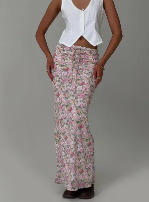 Day To Night Two Tone Trim Emily Maxi Skirt Pink Floral