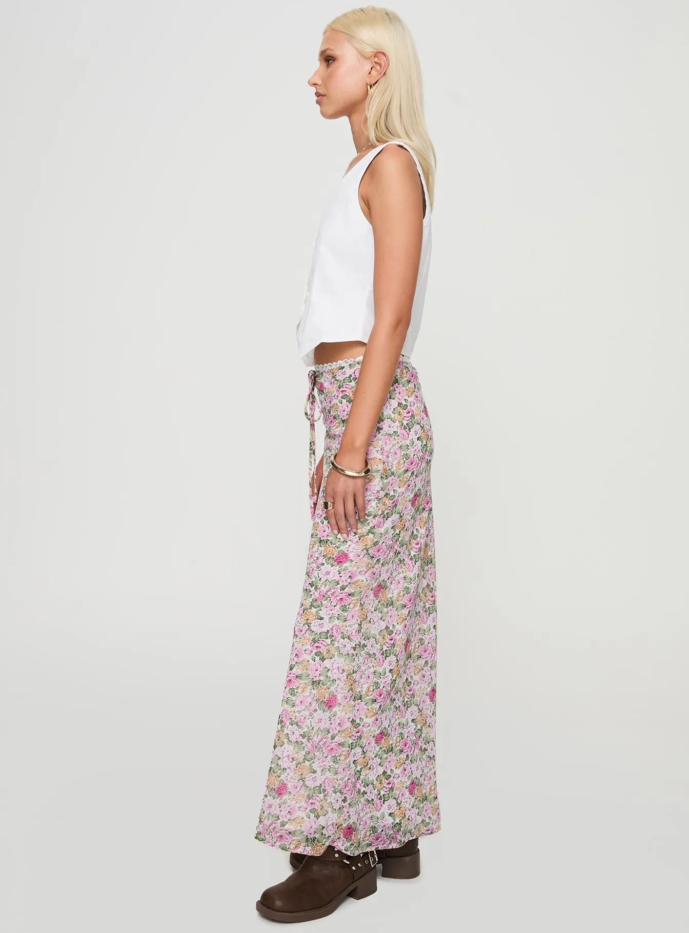 Fashion Style Emily Maxi Skirt Pink Floral