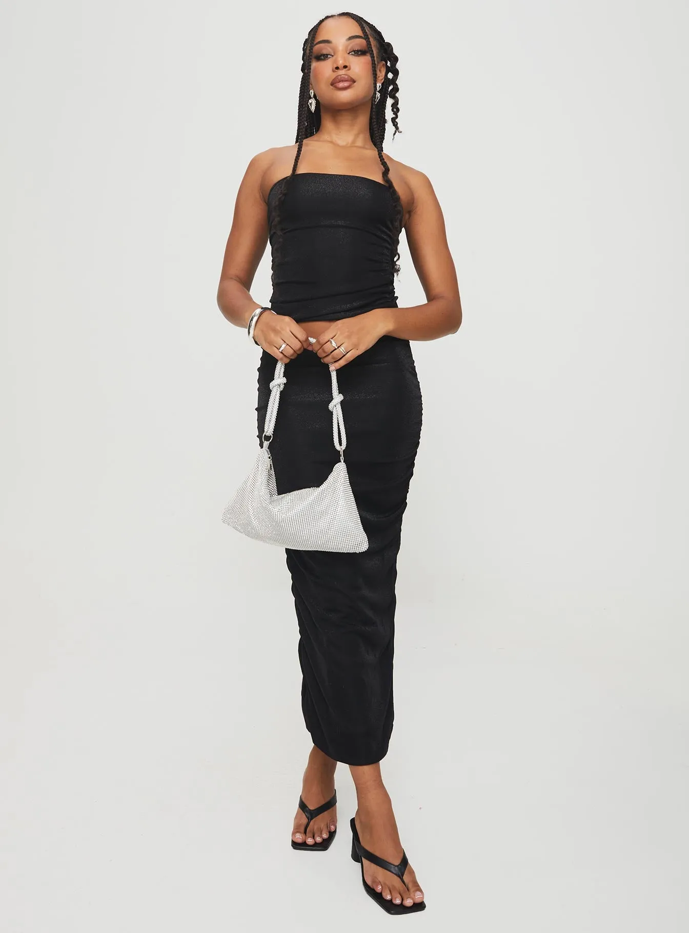 Rellano Set Black High low hem Maxi length