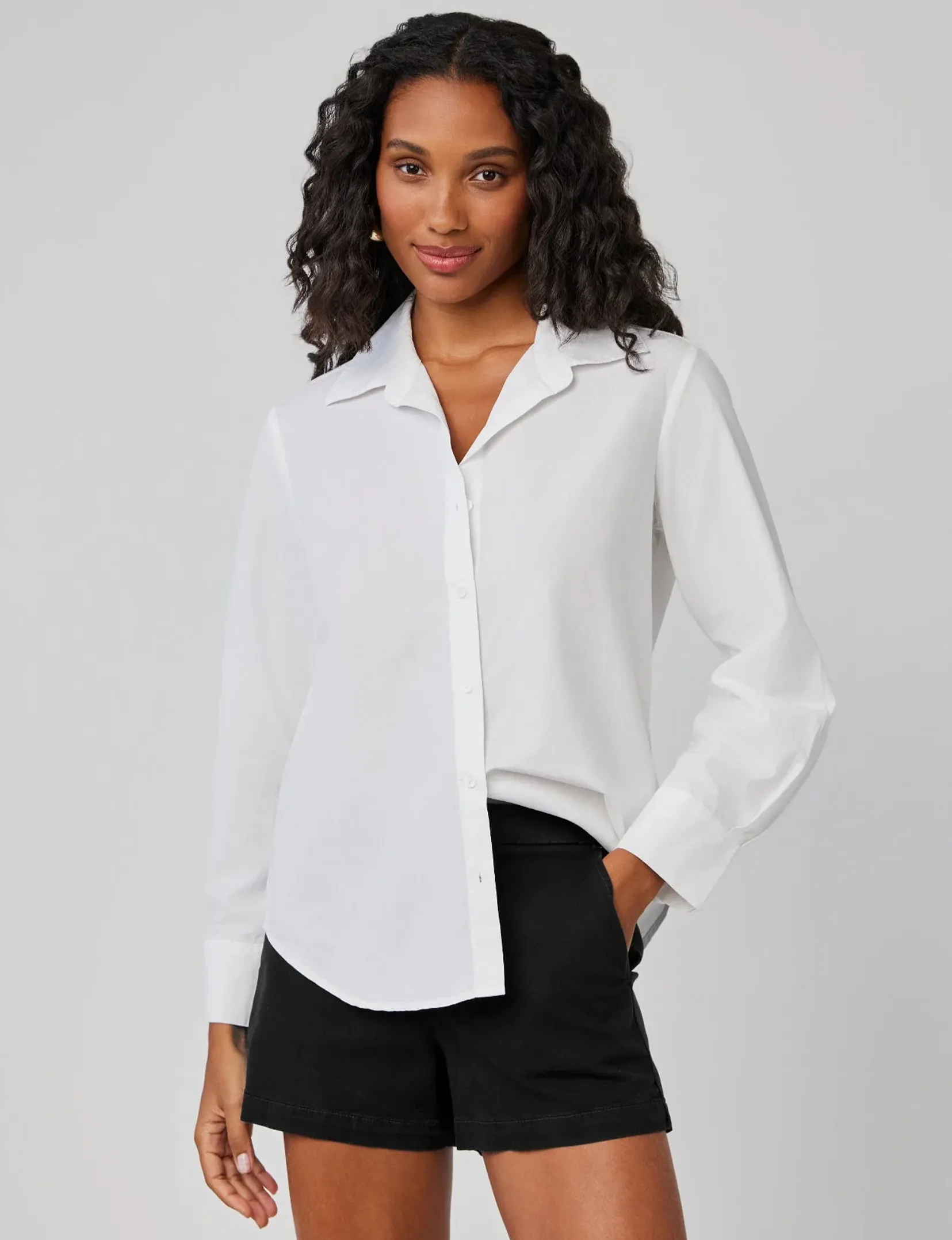 Clean Wide Shirt, White Comfy Design Wear FadeResistant