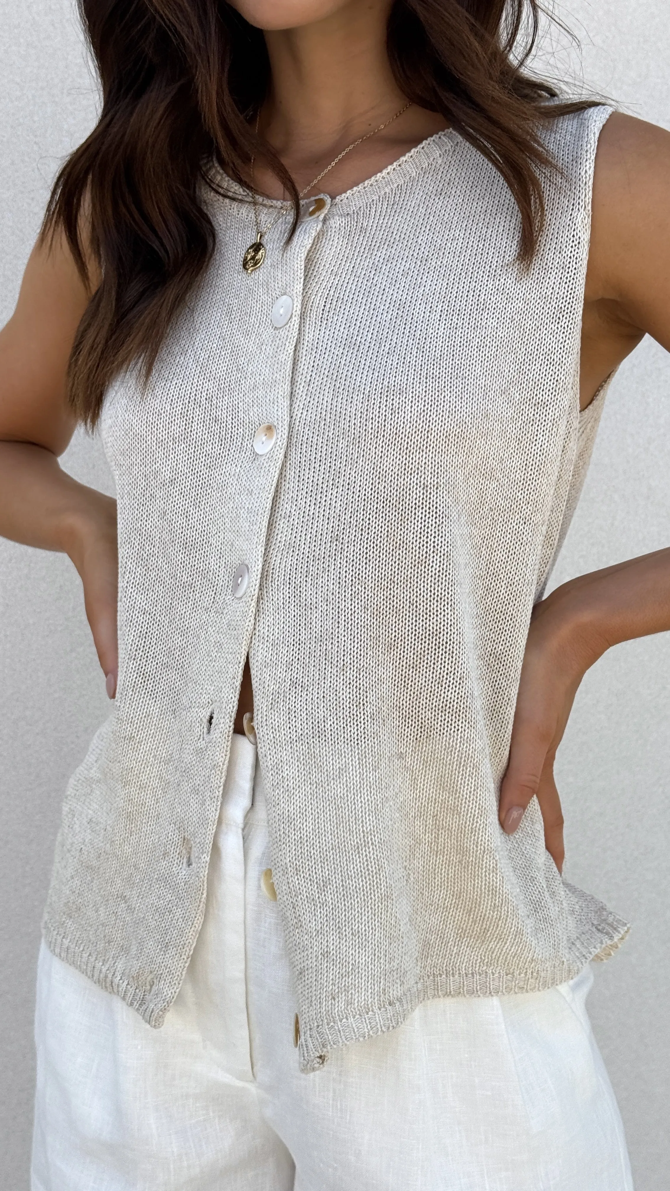 Cloe Top - Natural Hooded Neckline Option Office Casual Look