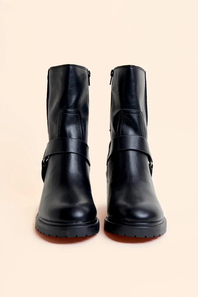 Rubber Sole Clyde Black Moto Boots