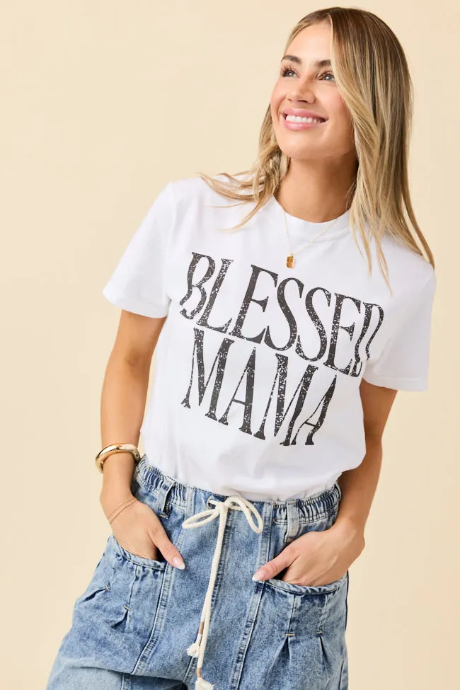Timeless Top Blessed Mama White Graphic Tee Emily Fauver X Pink Lily