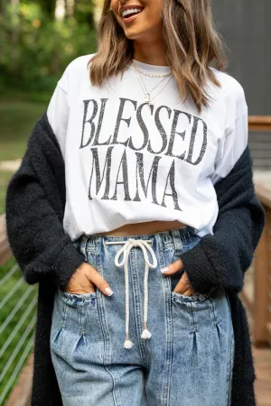 Layered Wear Blessed Mama White Graphic Tee Emily Fauver X Pink Lily