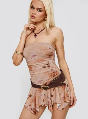 Minxie Strapless Playsuit Pink Floral Airy Movement Wool-Blend