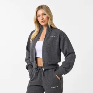 Night Out Breathable Lamination Soft Knit Bomber I Charcoal