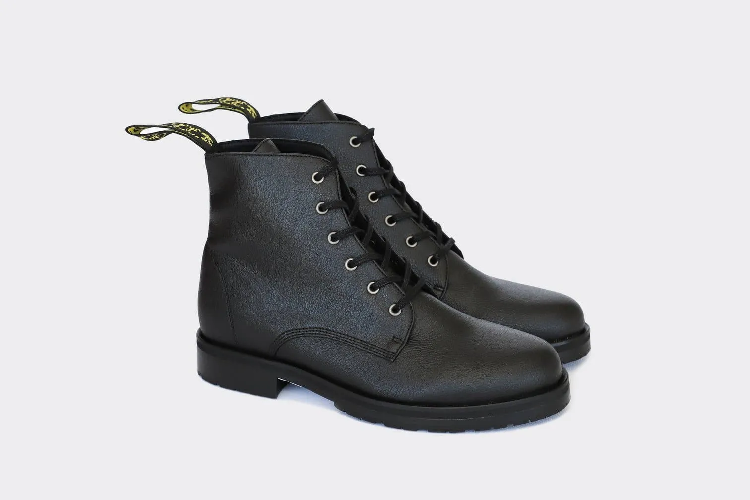 'Blaze' vegan apple-leather ?? lace-up boot by Good Guys Don't Wear Leather - black dry surface Insulated Comfort