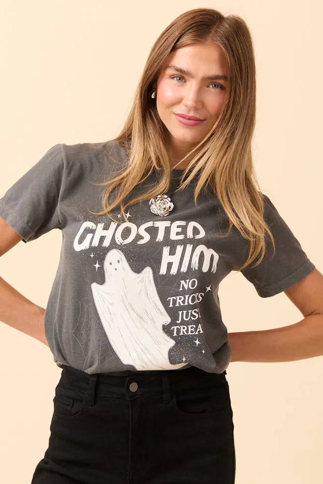 VintageWash Ghosted Him Dark Grey Graphic Tee SALE