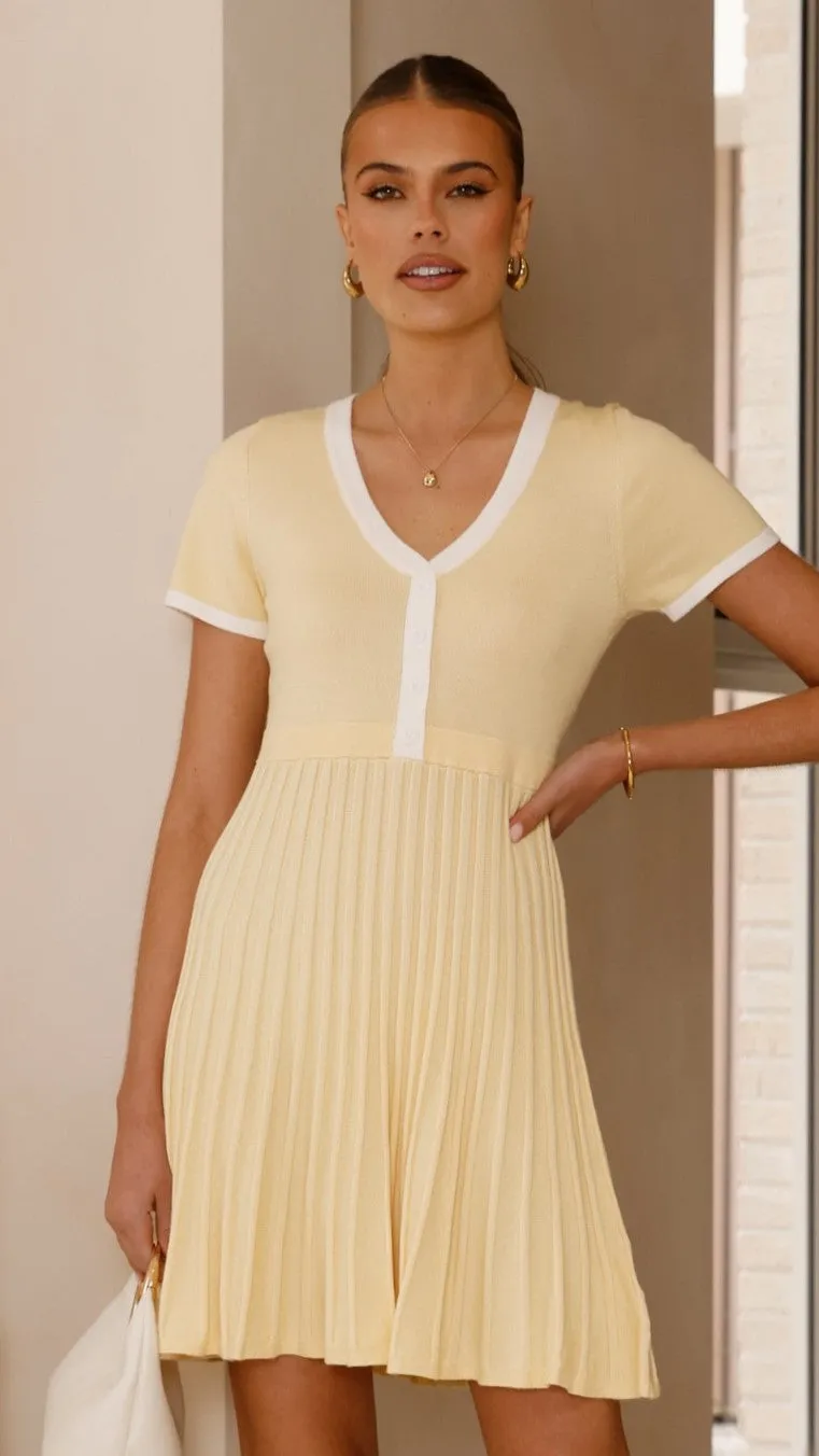 early morning Kaylee Pleat Dress - Yellow