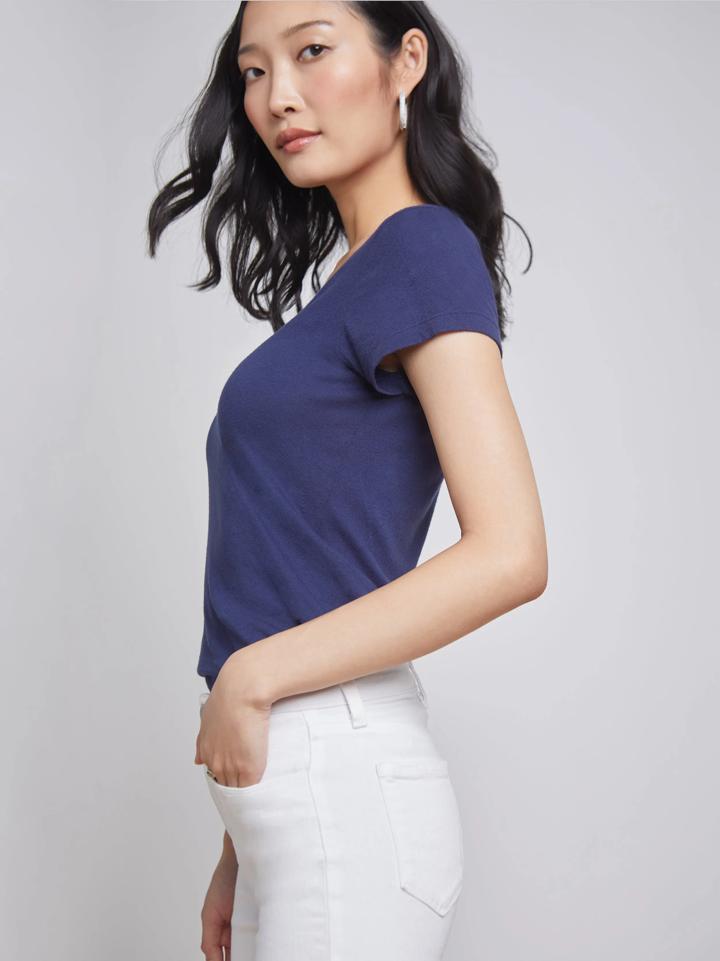 Light and Breathable Comfortable Touch Becca Cotton V-Neck Tee