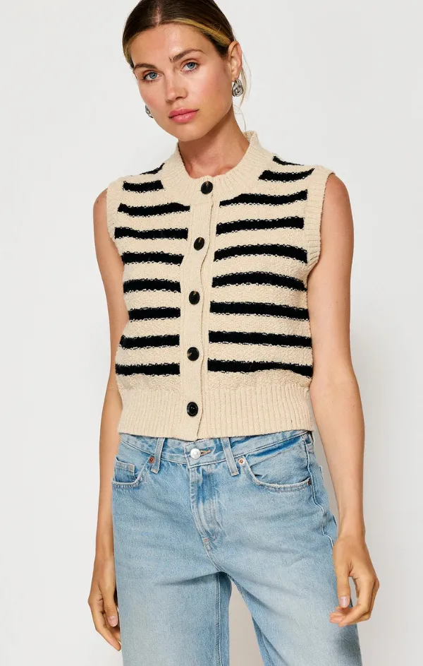 Miri Striped Sweater Vest elastic waistband